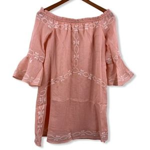Foxiedox‎ Salmon Pink Embroidered Dress Small New